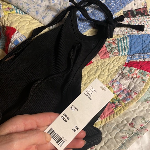 SOLD Urban Outfitters Out From Under XS/S Black Strappy Crop Top Cut outs - Picture 3 of 8
